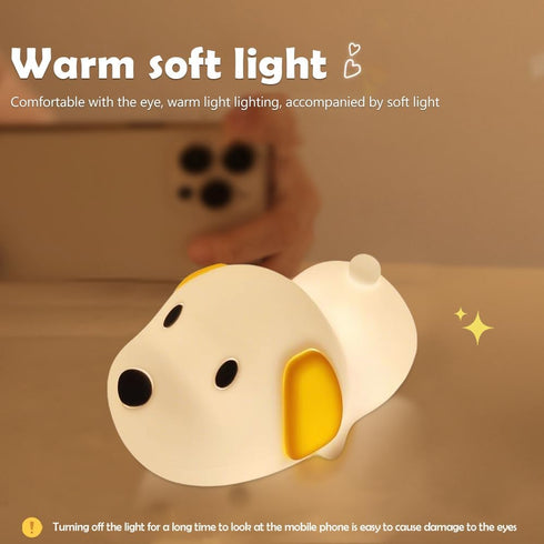 7 3 S NMT Cute Dog Silicone Night Light for Kids Room, Colors Changing Nursery Sleeping Lamp, Level Brightness Beside