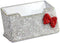 Bling Pure Handmade Rhinestones Business Card Holder, Stainless Steel Name Card Case with Red Bow