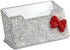 Bling Pure Handmade Rhinestones Business Card Holder, Stainless Steel Name Card Case with Red Bow