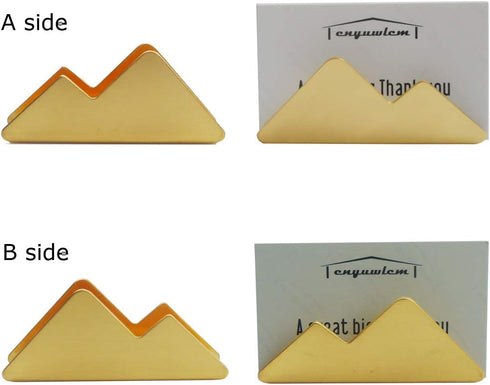 enyuwlcm Metal Business Card Holder - Brass Stand for Desk, Office Tabletop Organizer, Gold 2 Pack