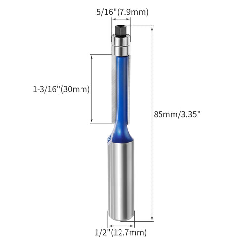 1/2 Inch 5/16" 1-3/16 Shank Flush Trim Router Bit, Diameter Top Double Bearing Router Bit, Carbide Tipped Straight