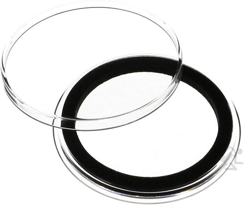 OnFireGuy 20pcs 39mm Black Ring Coin Capsules & Capsule Tube with Red Cap Lid for 1oz Silver Rounds, Protective Coin