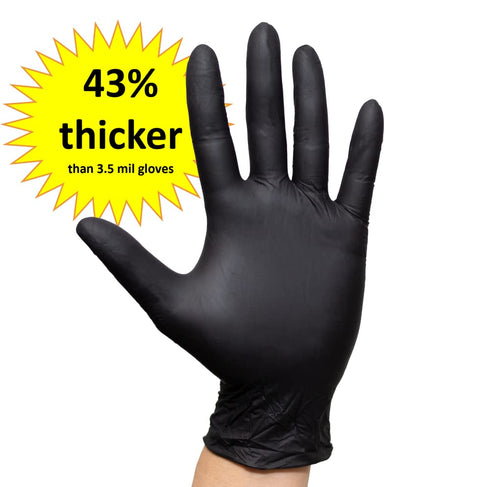GripProtect Precise Black Nitrile Exam Gloves - 5 Mil Thickness, Chemo-Rated for Medical, Law Enforcement, Tattoo,