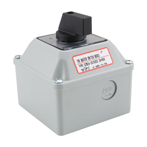 Baomain Universal Rotary Changeover Switch - SZW26-20/D202.2D-W with Wider Master Switch Exterior Box, 660V 20A, 3