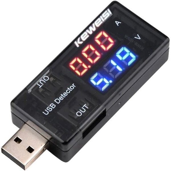 Black USB Power Meter, USB Current Meter, LCD Digital Multimeter for Voltage Testing and Current Measurement