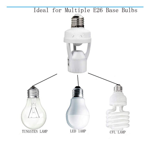 Motion Sensor Light Socket,PIR Motion E26 Screw Bulb Adapter, Auto On/Off Night Light Control Smart Sensor Bulb Adapter for Storage Room, Garage Lighting Fixture (E26-Sensor)