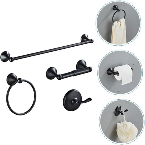Stylish Black Stainless Steel Towel Rack Stand for Bathroom & Kitchen
