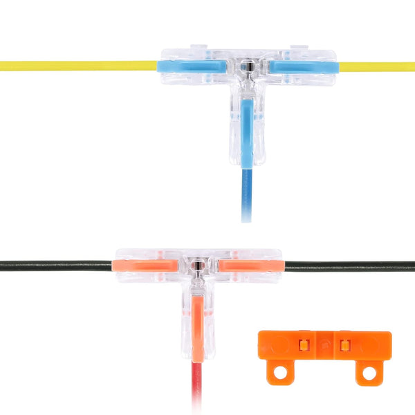Brightfour T Tap Connectors for AWG 28-12, 20 Pack Lever Wire Connectors, Push-in 3 Way Wire Connectors