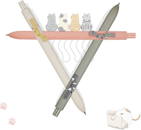 Cute Cat Tails Kawaii Pens, 0.5mm Fine Point Gel Pens, Smooth Writing Black Ink, Quick Dry Retractable Ballpoint