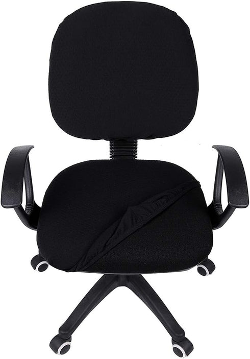 Smiry Stretch Jacquard Office Computer Chair Covers - Removable Washable Universal Desk Slipcovers in Black
