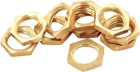 Joywayus 1/2" Female Thread Brass Pipe Fitting Hex Lock Nut for Plumbing (Pack of 10)
