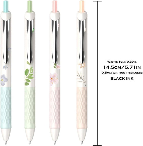 DUNBONG Flower Style Water-based Neutral Pen - 0.5mm Fine Point Gel Ink Ballpoint Pen - Pack of 4