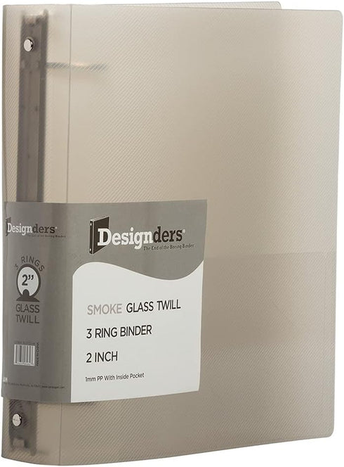 JAM PAPER Plastic 2 inch Binder, Smoke Grey, 3 Ring Binder