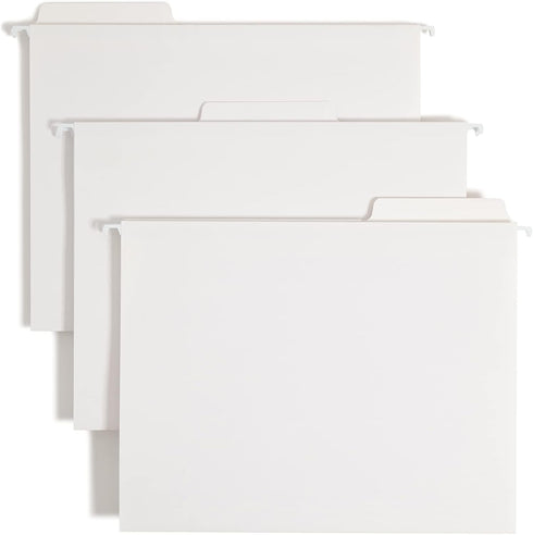 Smead FasTab Hanging File Folder, Letter Size, White, 20 per Box with 1/3-Cut Built-in Tab