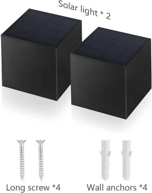 Mailbox, 2 Pack Solar Wall Lights Outdoor Waterproof Solar Fence Light LED Downlights with Warm White & RGB Modes
