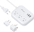 European Travel Plug Adapter, Alitayee EU/UK/US Travel Power Strip with 3 Outlets 3 USB Ports, International Universal