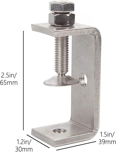 304 Stainless Steel C Clamps, Heavy Duty Adjustable Wide Jaw Opening for Metal Working, Woodworking, 2.5in/2pcs