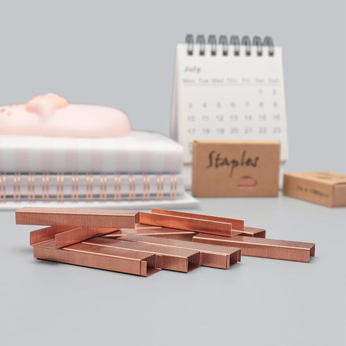 NatSumeBasics Plier Effortless Stapler & 1000 Rose Gold Staples, 45 Sheet Capacity, Heavy Duty Manual