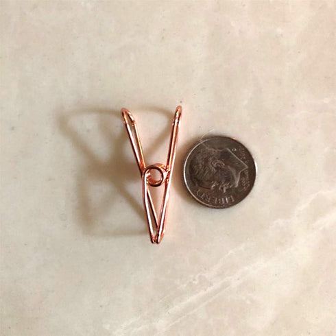 Pack of 25 Multi-Purpose Small Metal Clips, Rose Gold Clothesline Utility Clips