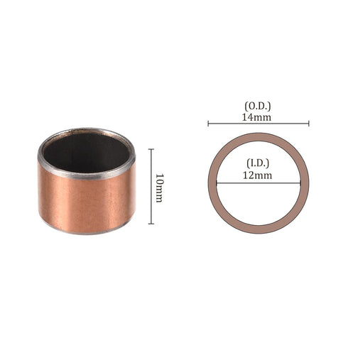 3pcs 1210 Sleeve Bearings, 12mm Bore Dia x 14mm OD x 10mm Length, Oilless Bushings for Machinery Use