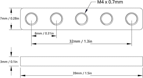 Mending Plates 2Pcs in 1 Bag: Threaded Plate, 5 Holes High Accuracy Rustproof M4 Thread for Robotics Field