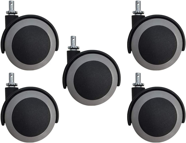 Shepherd Hardware 8748 2-Inch Thermoplastic Twin Wheel Caster, 5-Pack, 75-lb Load Capacity, Grey