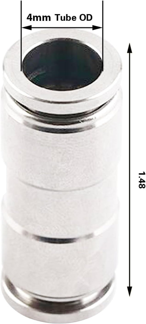 4mm Union Straight Push to Connect Fittings, CEKER 4mm x 4mm Tube Quick Connect Pneumatic Air Line Fittings, 2 Pack