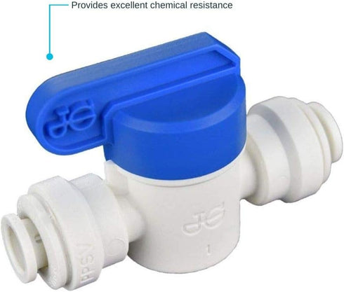 John Guest Polypropylene Ball Valve, PPSV040808W, 1/4" Tube OD x 1/4" Tube OD