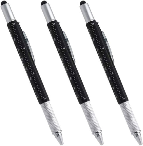 Multi-word 6 in 1 Multi Function Tool Ballpoint Pen with Ballpoint, Ruler, Screwdriver, Flat Head, Touch-Screen Pen, 3