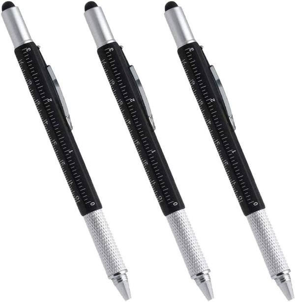 Multi-word 6 in 1 Multi Function Tool Ballpoint Pen with Ballpoint, Ruler, Screwdriver, Flat Head, Touch-Screen Pen, 3