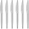Unibene 6 Pack Silver Click Ballpoint Pens - Medium Point Black Ink (1 mm), Stainless Steel Metallic Retractable Pen