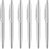 Unibene 6 Pack Silver Click Ballpoint Pens - Medium Point Black Ink (1 mm), Stainless Steel Metallic Retractable Pen