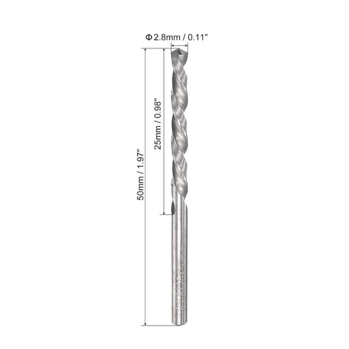 uxcell Solid Carbide Twist Drill Bits 2.8mm, Metric Left Hand Spiral Flutes Straight Shank Tungsten Steel Drilling Tool for Stainless Steel Alloy Metal, 2pcs