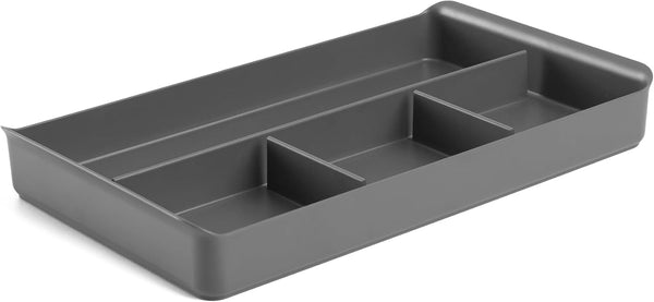 Poppin Drawer Organizer, Desk Drawer Organizer with 4 Compartments, Fits Standard File Drawers (Dark Gray)