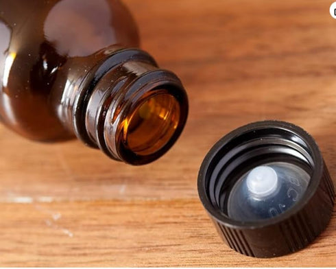 Premium Amber Glass Boston Round Bottles, 1/2 oz (15ml) Capacity, 5-Pack with Leak-Proof Caps