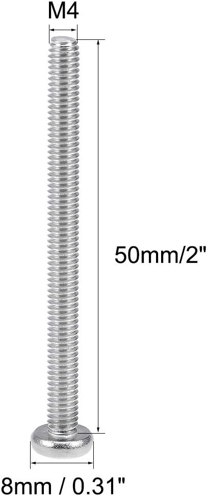 uxcell M4x50mm Machine Screws - Pan Phillips Cross Head Stainless Steel Fasteners, 20Pcs