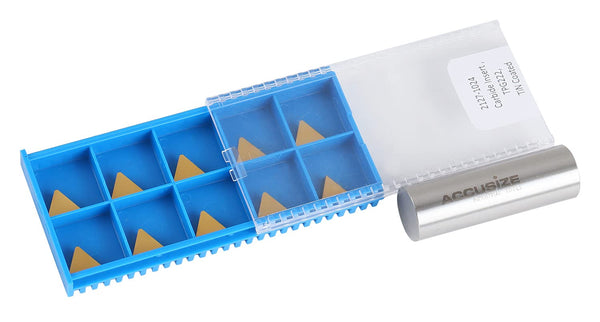 Tpg222 Tin Coated Carbide Inserts by Accusize Industrial Tools, 10 Pcs/Box, 2127-1024x10