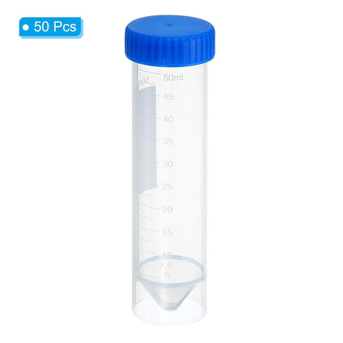 PATIKIL 50mL Plastic Test Tubes, 50 Pack Self Standing Centrifuge Tubes with Screw Caps