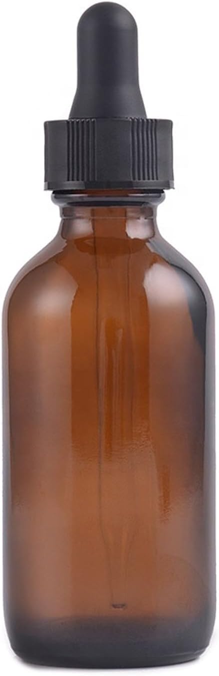 VIGOR PATH 2-Pack Amber Glass Dropper Bottles with Tapered Glass Droppers (2oz/60ml)