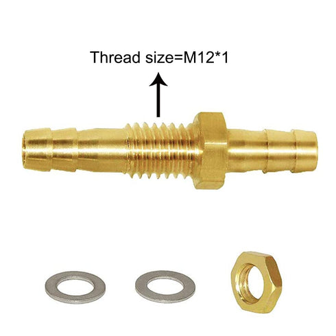 Joywayus Thru-Bulk Head Hex Union Brass Fitting, 3/8" Hose Barb Bulkhead Fitting with Flat Washer Gasket