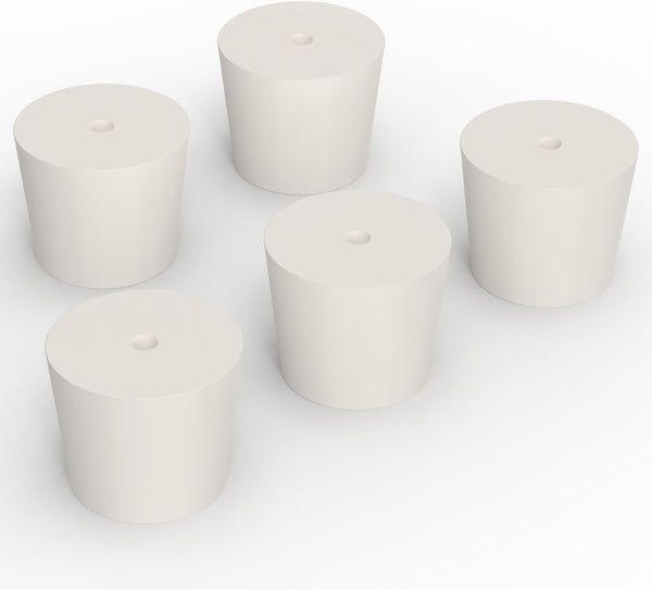 Solid Rubber Stoppers, Size 7#, Set of 5, Precision Tapered Lab Seal for Air-Tight Control
