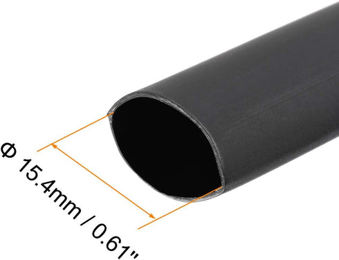 uxcell Heat Shrink Tubing, 5/8"(15.4mm) Dia 26mm Flat Width 3:1 Shrinkable Tube Cable Sleeve 1m - Black