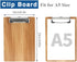 HUAJIE 10 Pack A5 Clipboard, Wood Clipboards Hardboard with Low Profile Clip for Office, School, Classroom Supplies