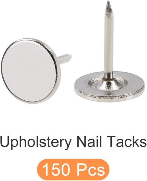 Upholstery Nail Tacks - 150Pcs Iron Flat Head Push Pins for Home Kitchen Furniture Construction, Silver Tone