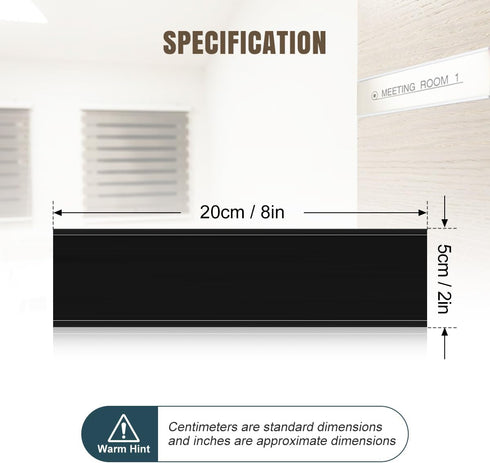 Lenink 6 Pack Name Plate Holder, Office Door Adhesive Wall Mount for Meeting Room, Business Department (8” X 2”, Black)