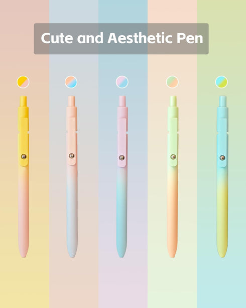 Gel Pens, 5 Pcs Retractable Gel Ink Pens, 0.7mm Fine Point, High-End Series for Journaling School Office Supplies
