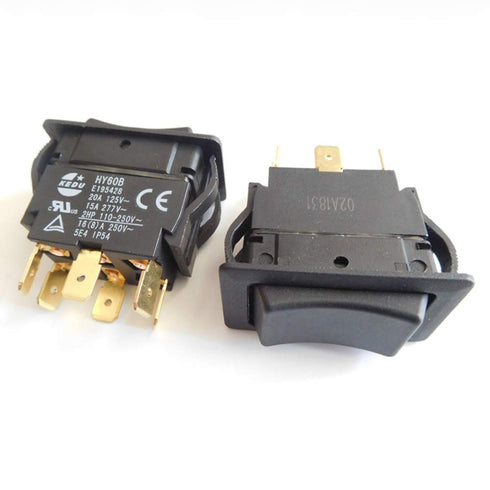 KEDU HY60B 125/250V 20/15A 6 Pins Rocker Switch ON-Off-ON Push Button Switches for Industrial Electric Power Tools