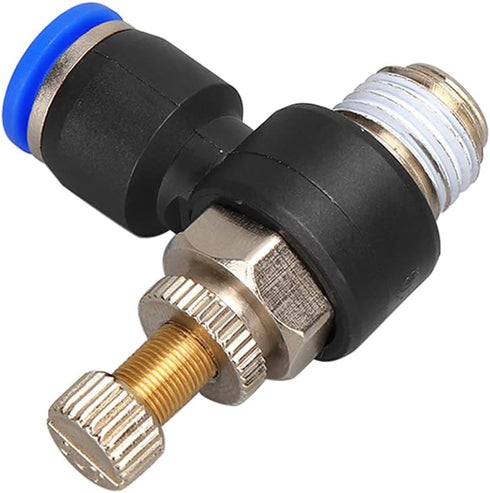 Pneumatic Push to Connect Air Flow Control Valve, 8mm Tube OD x 3/8" Male BSP Thread, Elbow 90 Degree Switch Valve Adapter Fitting (Pack of 5)