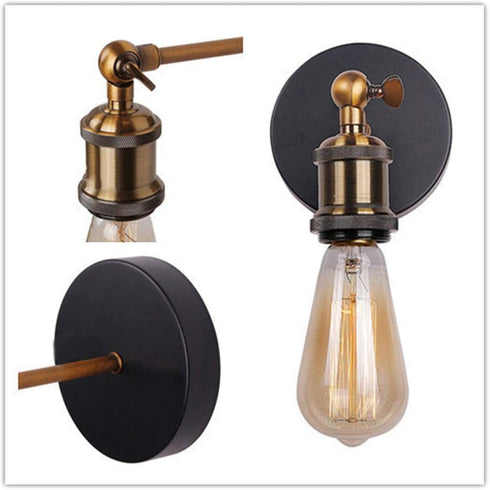 Mengjay E26 Retro Light Fixture Wall Sconce Industrial Style Adjustable Brass Finish Vintage Lighting Edison Lamp