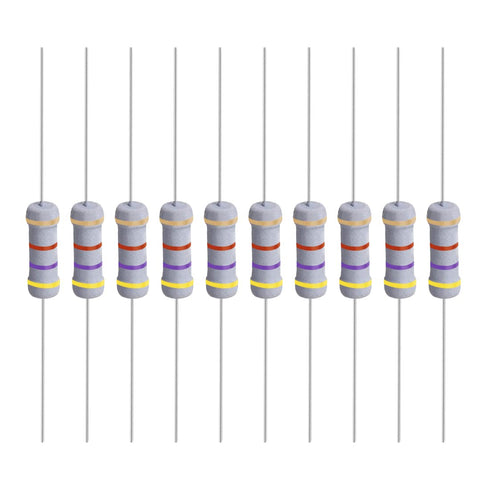 YOKIVE 100 Pcs Metal Oxide Film Resistors, 1W, 4.7K Ohm, Grey, for Electric Power Equipment